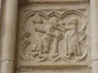 Lyon, Cathedrale St-Jean apres renovation, Portail, Plaque gravee (2)